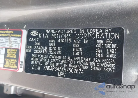 2017 Kia Soul + из США, поврежденный, VIN KNDJP3A5XH7502674